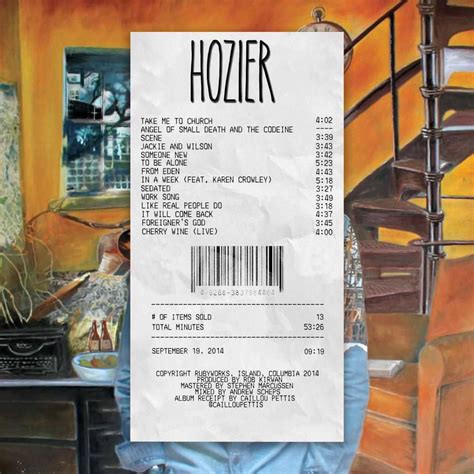 Hozier Album Receipt | Music poster design, Hozier, Film posters minimalist