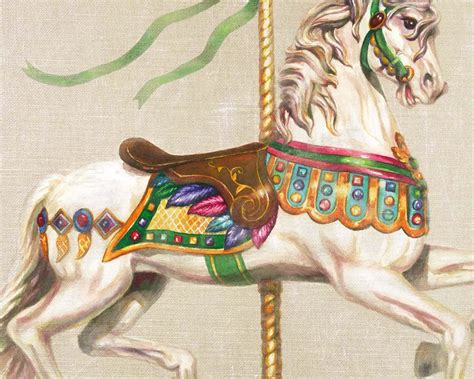 Carousel Art Vintage Carousel Horse Decorator Art Print - Etsy