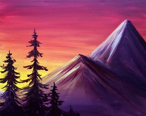 Sunset Over Mountains Painting at PaintingValley.com | Explore ...