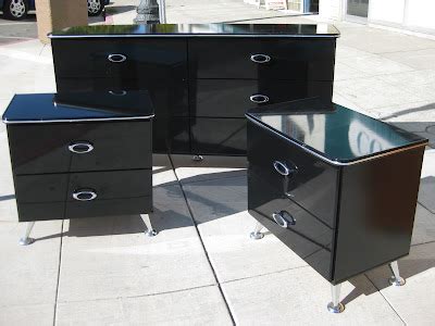 UHURU FURNITURE & COLLECTIBLES: SOLD - Black Lacquer Dresser Set - $200