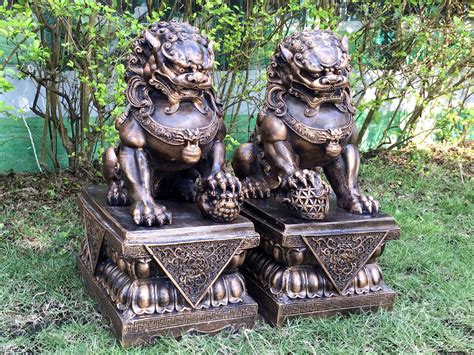 Foo Dogs 45cm Bronze Chinese Garden Statues