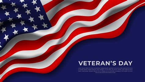 happy veterans day with waving flag background 11593624 Vector Art at ...