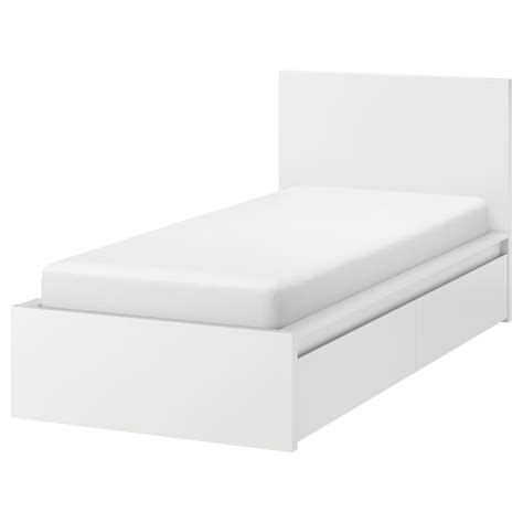 MALM estructura de cama con 2 cajones, blanco/Luröy, 90x200 cm - IKEA | Malm bed frame, High bed ...