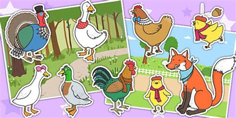 Chicken Licken Story Cut Outs (teacher made) - Twinkl