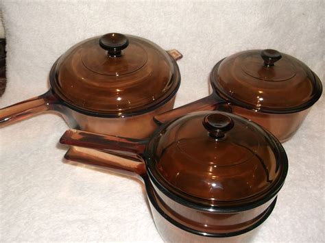 Amber Visions Corning Pyrex Glass Pots & Pans + Lids 7 Piece USA | Pyrex glass, Pot lids, Pot ...