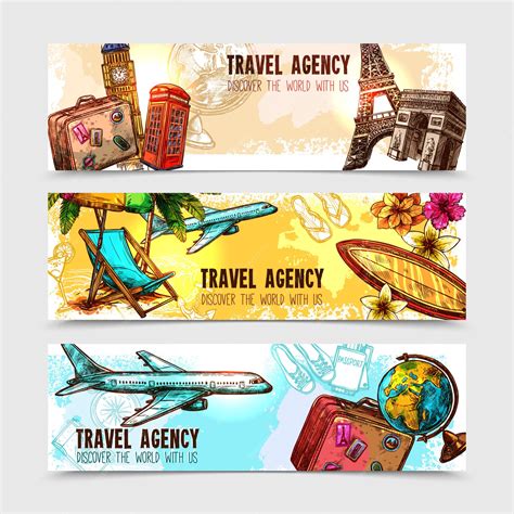 Free Vector | Travel banner set