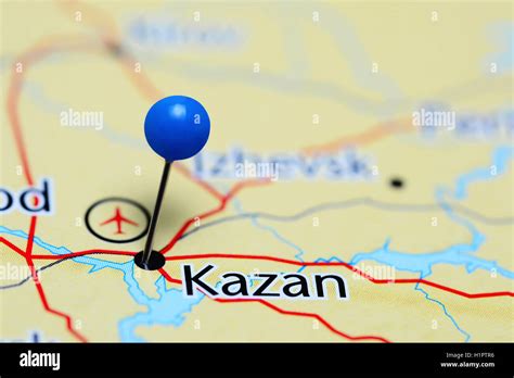 Kazan pinned on a map of Russia Stock Photo - Alamy