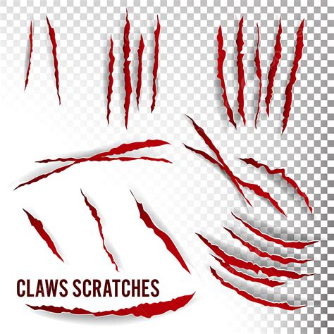 Claw Scratch Vector PNG Images, Claws Scratches Vector Transparent Background Realistic ...