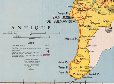 Antique Province, Philippines RARE Large Vintage 1959 Map San Jose De ...