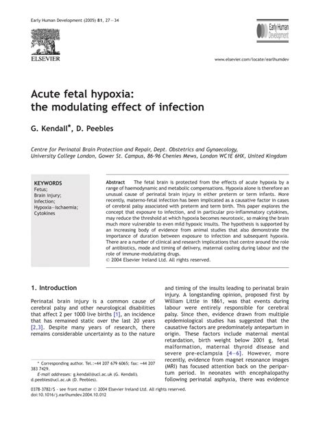 (PDF) Acute fetal hypoxia: The modulating effect of infection