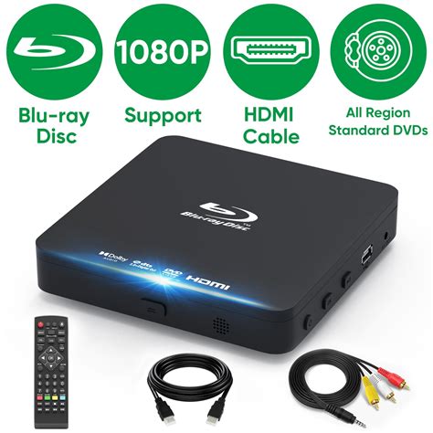 Region-Free Compact Blu-Ray DVD Player for TV with HDMI, Mini 1080P for ...