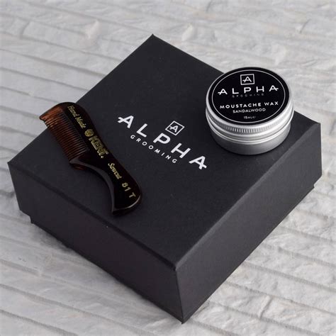 Moustache Wax And Comb Gift Box By Alpha Grooming | notonthehighstreet.com