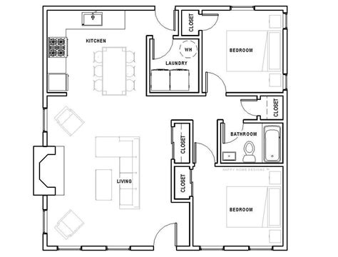 The Cottage 2 bed 1 bath 30'x30' Custom House Plans | Etsy in 2021 ...