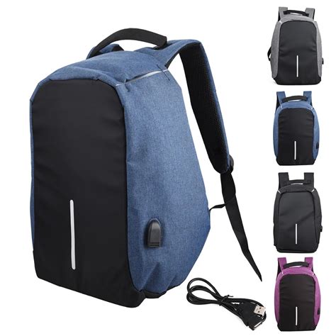 New Anti theft Backpack USB Charging Men Laptop Backpacks For Teenagers ...