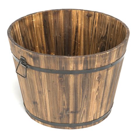 Large Whiskey Wooden Barrel Planter, Brown - Walmart.com - Walmart.com