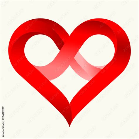 Infinity love heart in flat style with shadows. Isolated on white ...