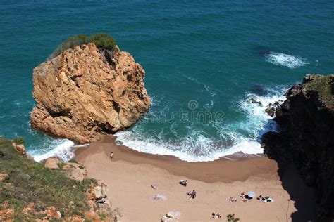 Aerial View of La Roca Roja Beach in La Costa Brava Region. Stock Photo ...