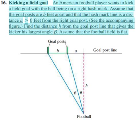 Solved Kicking a ﬁeld goal An American football player wants | Chegg.com