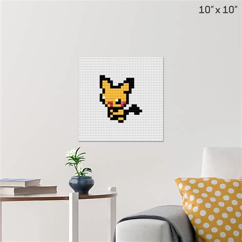 Pokemon Pichu Pixel Art Wall Poster - Build Your Own with Bricks! - BRIK