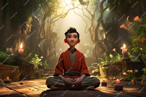 Premium AI Image | pixar cartoon of the main character meditating AI generated