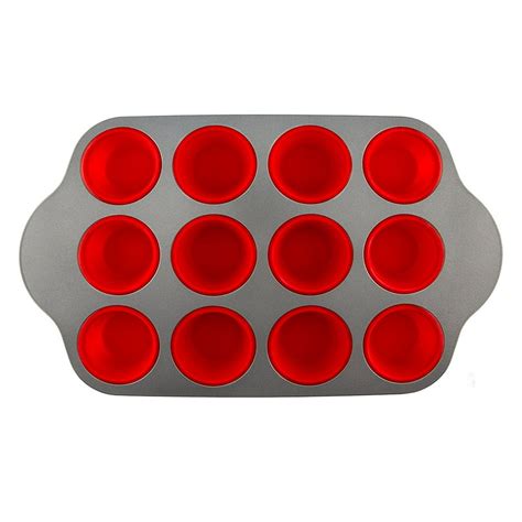 Silicone Muffin Pan With Steel Frame, 12 Cups Full Size | Professional Non-Stick Baking Molds by ...