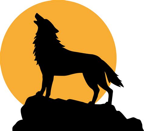 Silhouette of Howling Wolf and Full Moon PNG Illustration 24391694 PNG