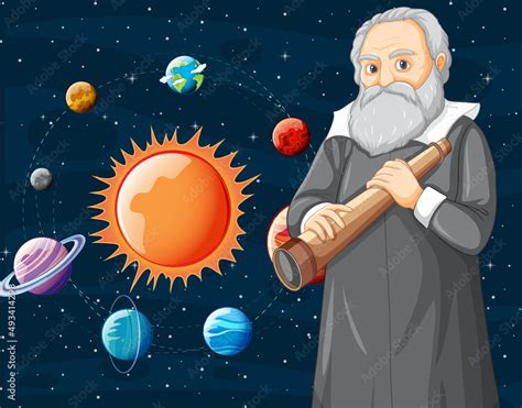 Portrait of Galileo Galilei in cartoon style Stock Vector | Adobe Stock