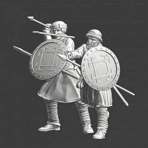 3D Printable Medieval Teutonic auxiliary infantry - javelin throwers by Northern Crusades Miniatures