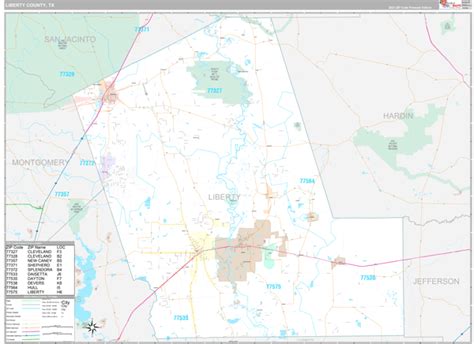 Liberty County, TX Zip Code Map - Premium