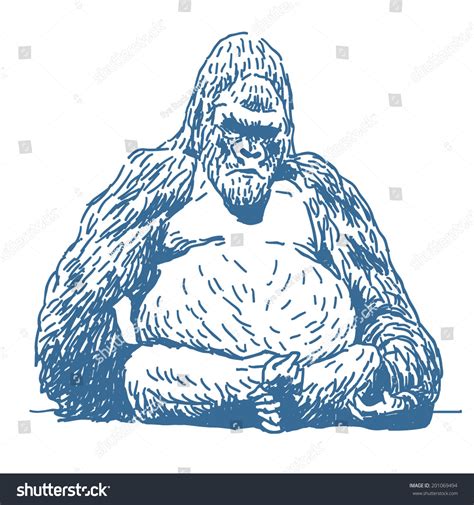 Gorilla Sketch Drawing Isolated On White Stock Vector (Royalty Free) 201069494 | Shutterstock