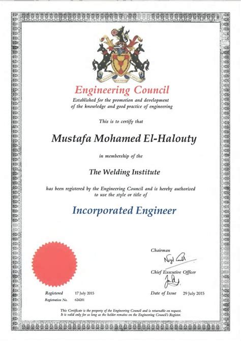 Engineering Council Incorporated Engineer Certificate | PDF