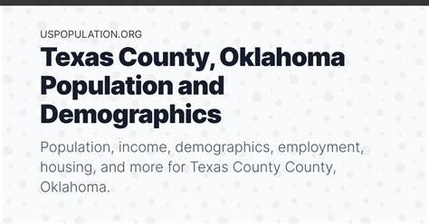 Texas County, Oklahoma Population | Income, Demographics, Employment ...