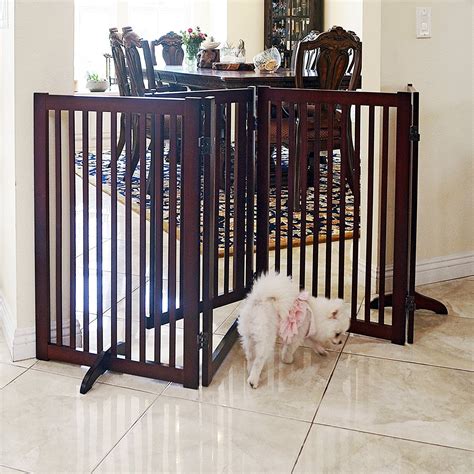 Freestanding Wood Pet Gate w/ Walk Through Door, 88-Inch, WELLAND ...