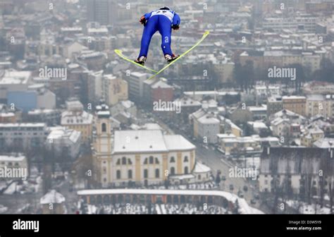 Polish ski jumper Adam Malysz is airborne during a training jump for the third stage of the 55th ...