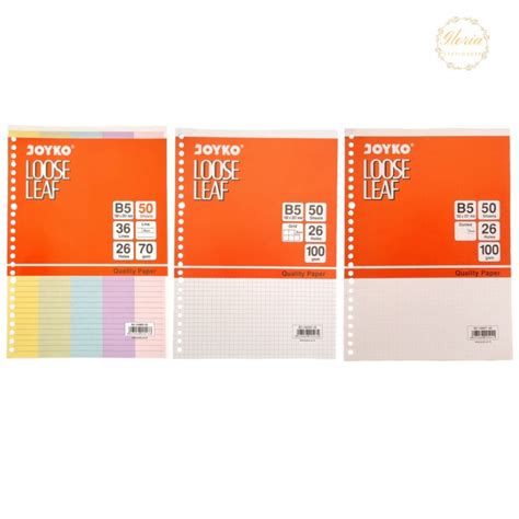 Jual Joyko isi file Loose leaf warna B5/ Joyko Loose leaf B5 kotak grid ...