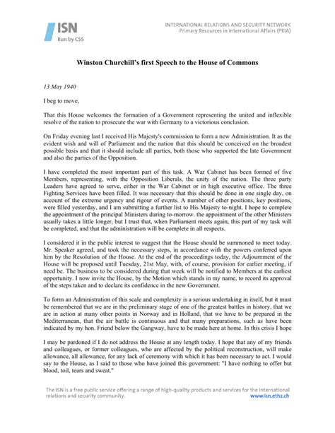 Winston Churchill Parliament Speech