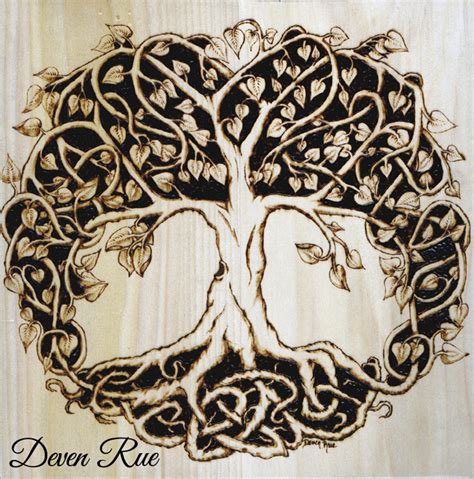 Deven Rue | Pyrography Artist & Writer | Tree tattoo, Celtic tree of life, Tree sleeve