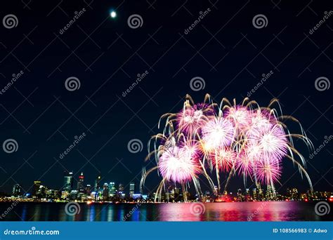 Australia Day Fireworks stock image. Image of night - 108566983