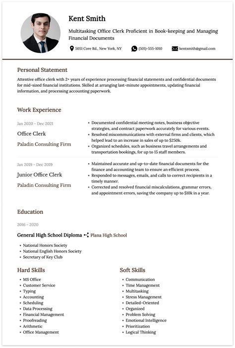 Applicant Resume Sample For Clerk