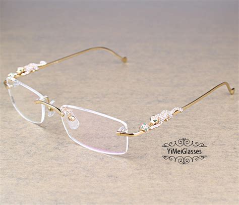 Cartier PANTHÈRE Diamond Metal Rimless EyeGlasses CT6384083 - Yimeiglasses