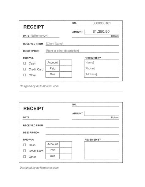 Simple Receipt Template - Simple Receipts | nuTemplates