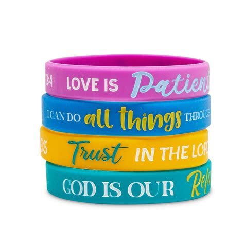 24 Pcs Christian Religious Motivational Wristbands Wrist Bands Silicone ...