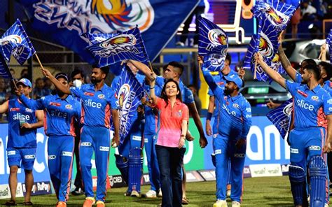 Mumbai : Mumbai Indians' owner Nita Ambani celebrates with her team after winning the IPL 2023 ...