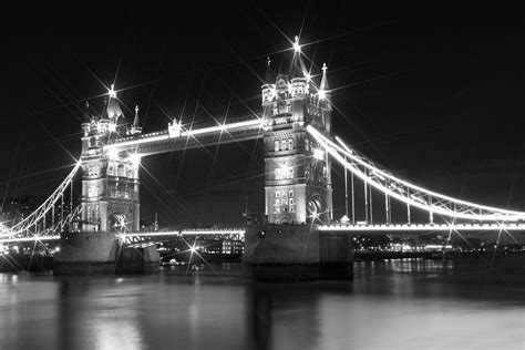 Tower Bridge By Night - Black And White Photograph by Melanie Viola