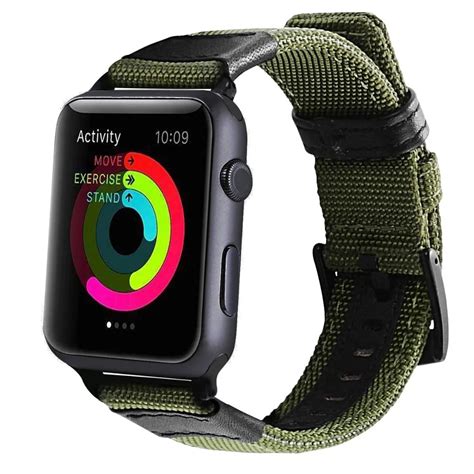 VIZCANNOE Woven Nylon Strap For Apple Watch Bands 42mm Breathable Sport Black Buckle Band For ...