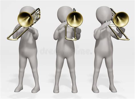 Render Of Cartoon Character With Bass Trombone Stock Illustration - Illustration of ensemble ...