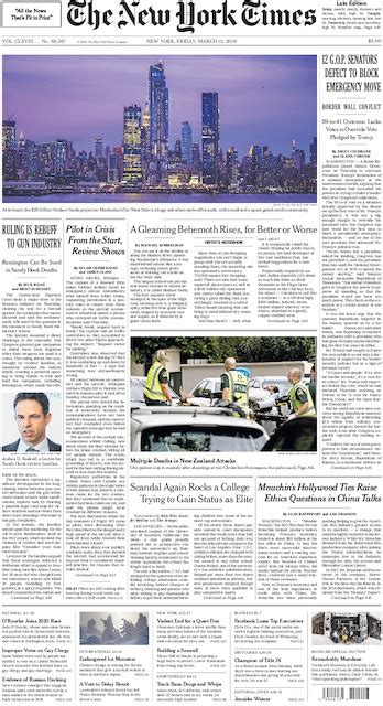 The New York Times International Edition in Print for Saturday, March 16, 2019 - The New York Times