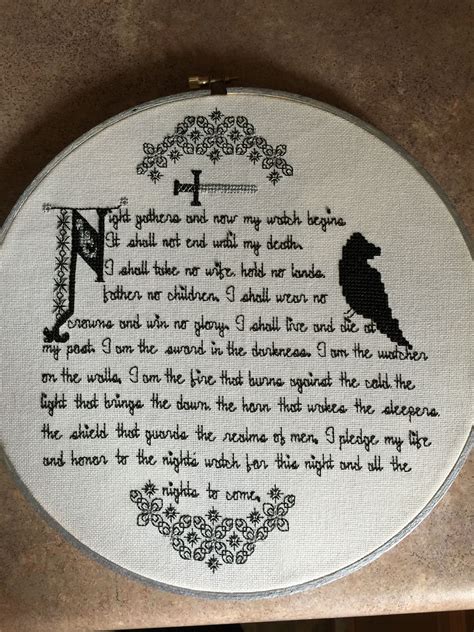 night's watch oath | Beaded cross stitch, Cross stitch samplers, Cross stitch