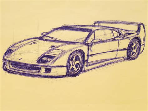 Ferrari F40 a few minutes sketch - ball-point pen by mastervali on ...