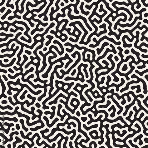 Vector seamless pattern. Monochrome organic shapes texture. Abstract rounded messy lines stylish ...